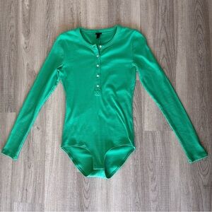 Teal Ribbed Henley J.Crew Bodysuit